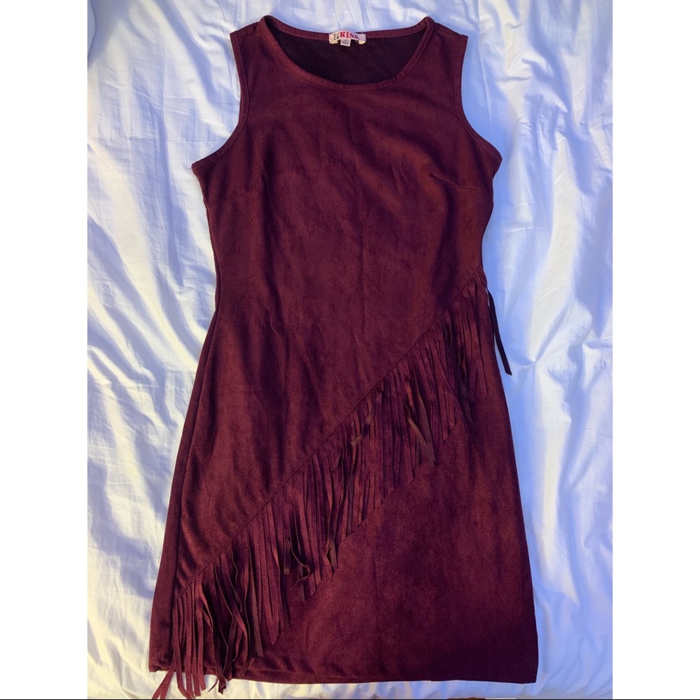 Burgundy fringe dress